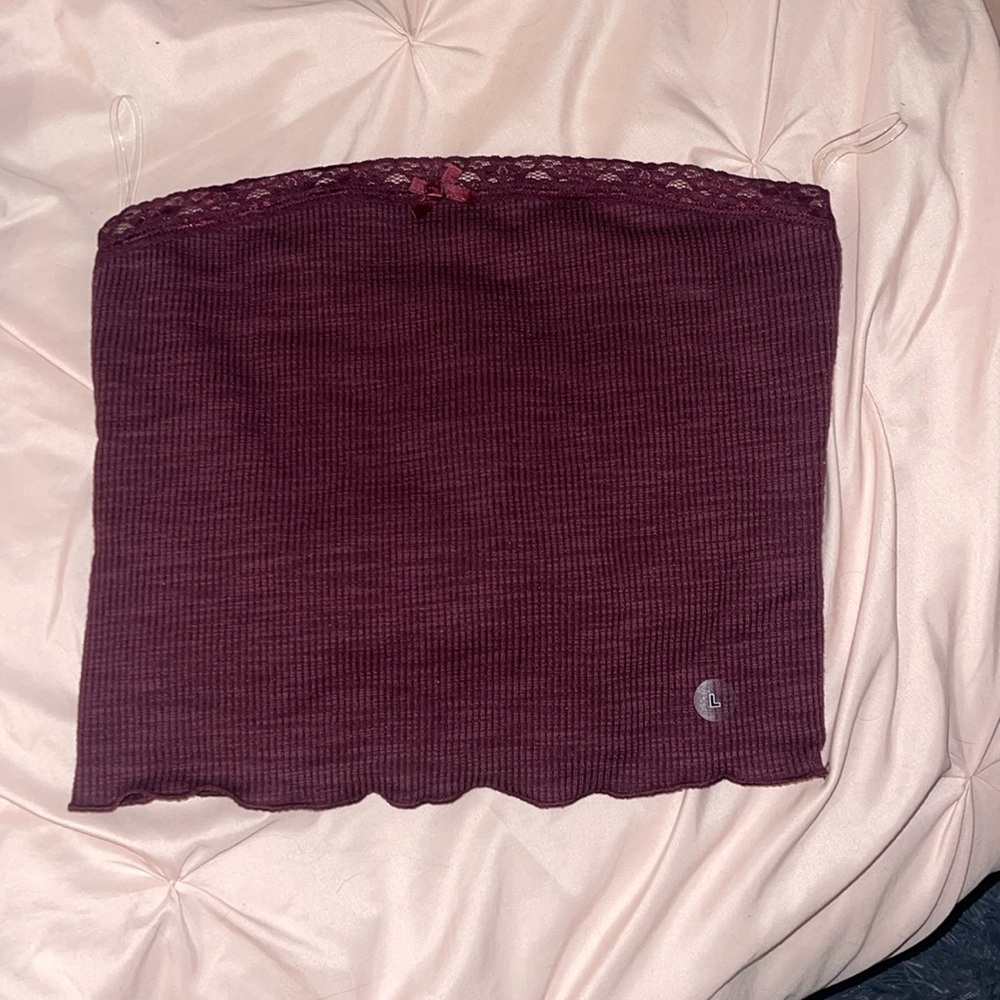Tillys Burgundy Lace Trim Tube Top